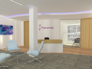 TPS Interiors - cinema 4d render of Theramex reception area
